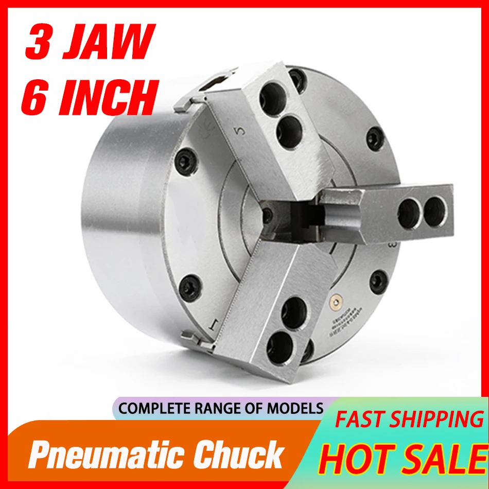 6 inch pneumatic 3 jaw chuck lathe air chuck complete set suitable for CNC lathe machine tool clamping clamp
6 inch pneumatic 3 jaw chuck lathe air chuck complete set suitable for CNC lathe machine tool clamping clamp