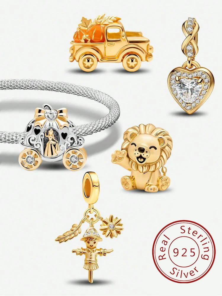 925 Sterling Silver Scarecrow Pumpkin Cart Little Lion Golden Series Bead Fit DIY Bracelet Making Gift Of High Quality Jewelry
925 Sterling Silver Scarecrow Pumpkin Cart Little Lion Golden Series Bead Fit DIY Bracelet Making Gift Of High Quality Jewelry
