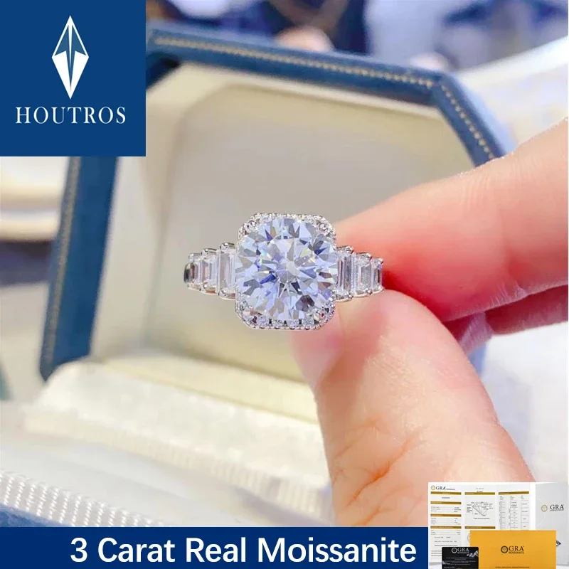 Houtros 3 Carat Moissanite Engagement Ring for Women S925 Silver D Color Diamond Wedding Band Luxury Jewelry Pass Diamond Test
Houtros 3 Carat Moissanite Engagement Ring for Women S925 Silver D Color Diamond Wedding Band Luxury Jewelry Pass Diamond Test