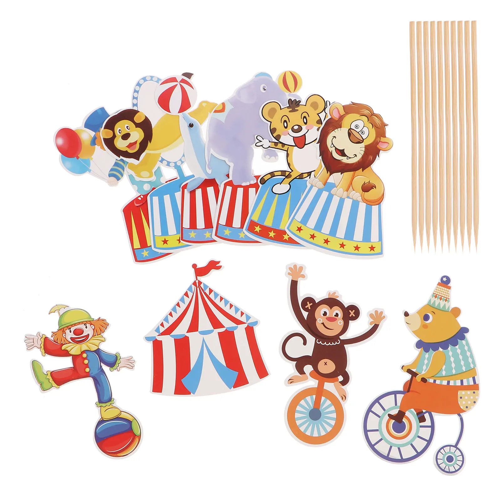 20 pcs Cake Insert Circus Theme Birthday Party Decorations Wooden Toppers Reusable Adornments Stylish Accessories
20 pcs Cake Insert Circus Theme Birthday Party Decorations Wooden Toppers Reusable Adornments Stylish Accessories