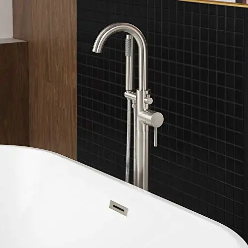 Brushed Nickel Floor-Mounted Freestanding Bathtub Faucet With Integrated Hand Shower And Brass Body
Brushed Nickel Floor-Mounted Freestanding Bathtub Faucet With Integrated Hand Shower And Brass Body