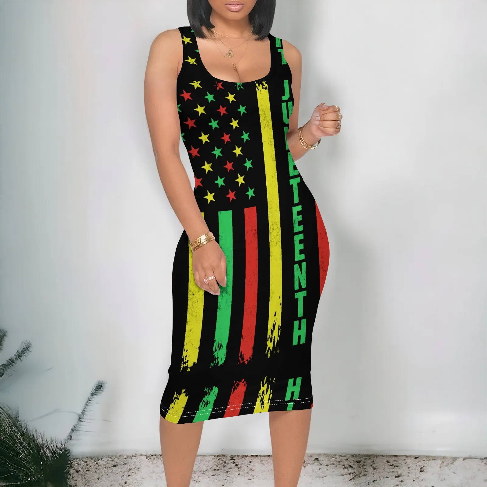 Juneteenth Flag Print Tank Dress S-3XL Red Green Yellow Rasta Bodycon for Black Freedom Parade, Festival or Cultural Event
Juneteenth Flag Print Tank Dress S-3XL Red Green Yellow Rasta Bodycon for Black Freedom Parade, Festival or Cultural Event