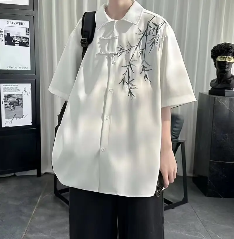 Новая китайская бамбуковая вышивка ort Sve Loose Men's irt Summer Faion Casual Loose Fit f Sve Button up
Новая китайская бамбуковая вышивка ort Sve Loose Men's irt Summer Faion Casual Loose Fit f Sve Button up