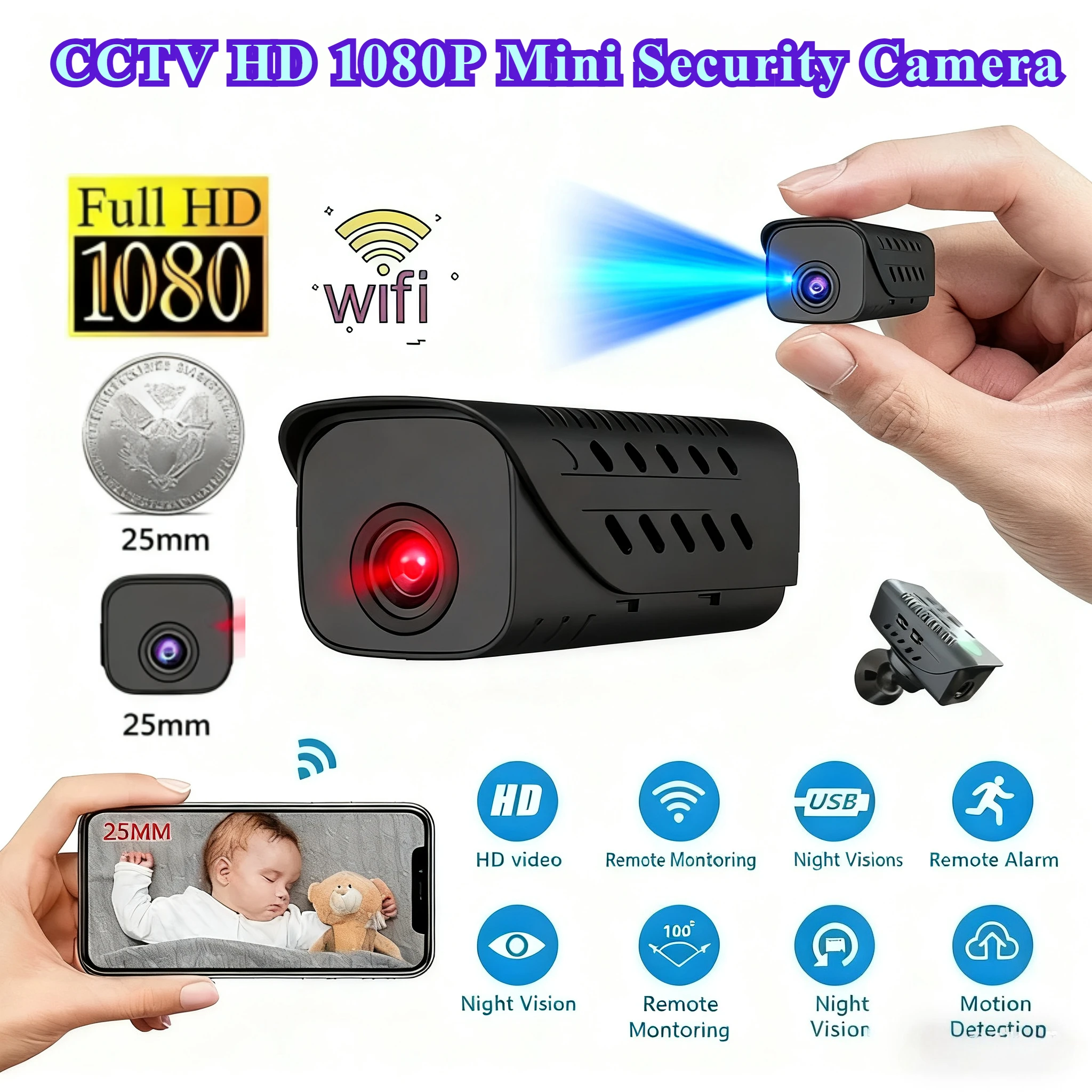 Мини-камера Wi-Fi 1080P HD умный дом безопасности портативная субминиатюрная IP-видеокамера ночного видения микро секретный видеорегистратор Espia
Мини-камера Wi-Fi 1080P HD умный дом безопасности портативная субминиатюрная IP-видеокамера ночного видения микро секретный видеорегистратор Espia