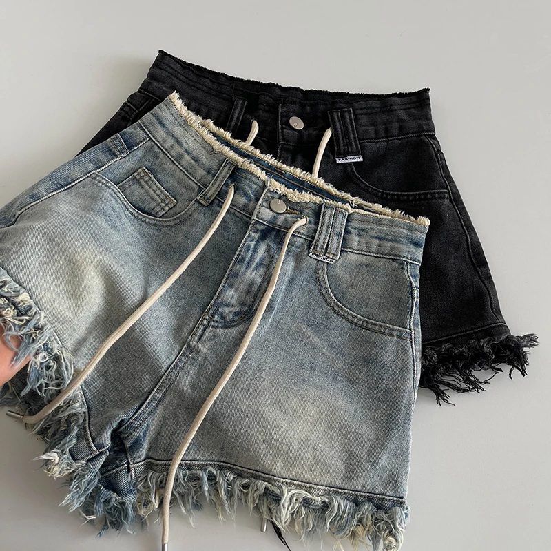 Women's Shorts Personalized Drawstring Raw Edge Denim Shorts Summer High Waist Loose Wide Leg Short Pants Casual Hotpants
Women's Shorts Personalized Drawstring Raw Edge Denim Shorts Summer High Waist Loose Wide Leg Short Pants Casual Hotpants