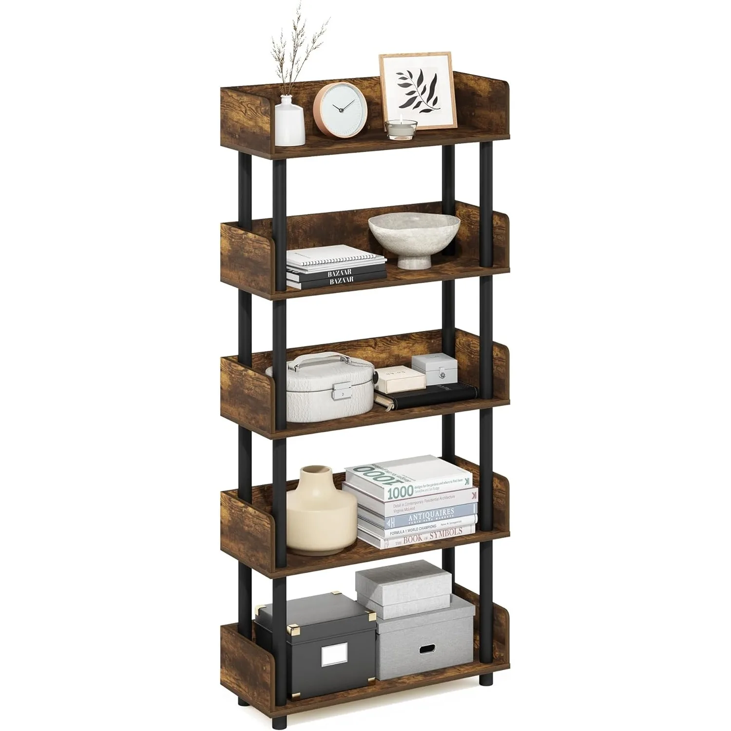 TURN-N-TUBE 5-Tier Display Shelf, Storage Shelves, Book Shelf, Open Shelves with Rounded Corner Top Edges, Amber Pine
TURN-N-TUBE 5-Tier Display Shelf, Storage Shelves, Book Shelf, Open Shelves with Rounded Corner Top Edges, Amber Pine