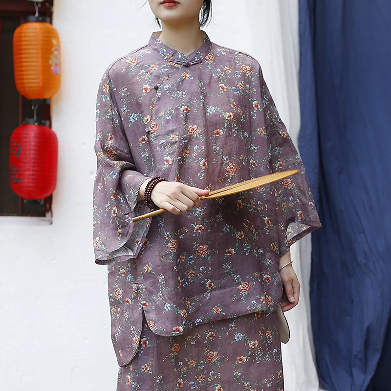 Chinese Style Women Casual Linen Shirt New Arrival 2025 Autumn Vintage Stand Collar Floral Print Loose Female Tops Shirts M1780
Chinese Style Women Casual Linen Shirt New Arrival 2025 Autumn Vintage Stand Collar Floral Print Loose Female Tops Shirts M1780