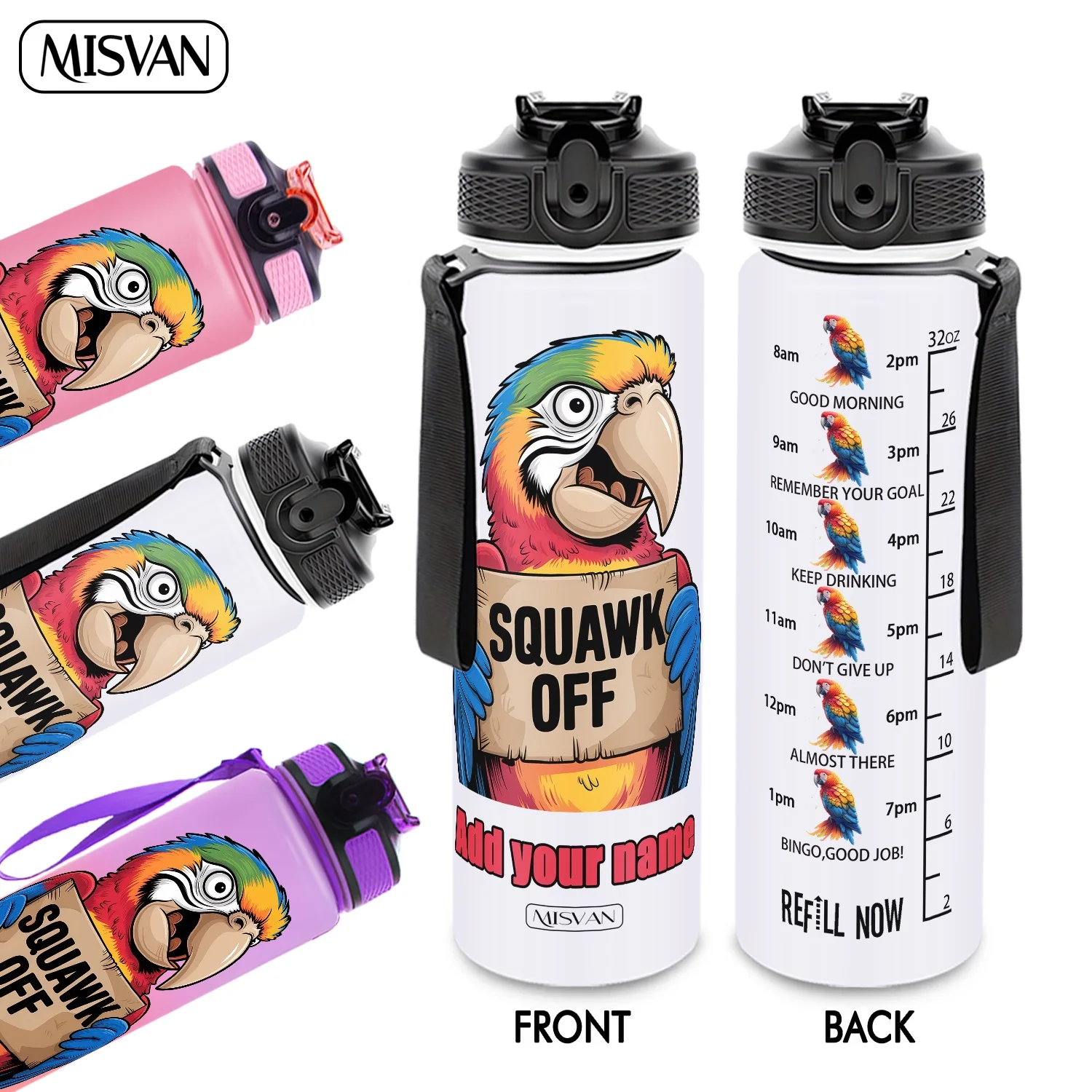 Бутылка для воды 32 унции (950 мл) с индивидуальным именем, забавным принтом с папугой и графиком, для повышения потребления воды ежедневно, для спортзала, активного отдыха и велоспорта.
Бутылка для воды 32 унции (950 мл) с индивидуальным именем, забавным принтом с папугой и графиком, для повышения потребления воды ежедневно, для спортзала, активного отдыха и велоспорта.