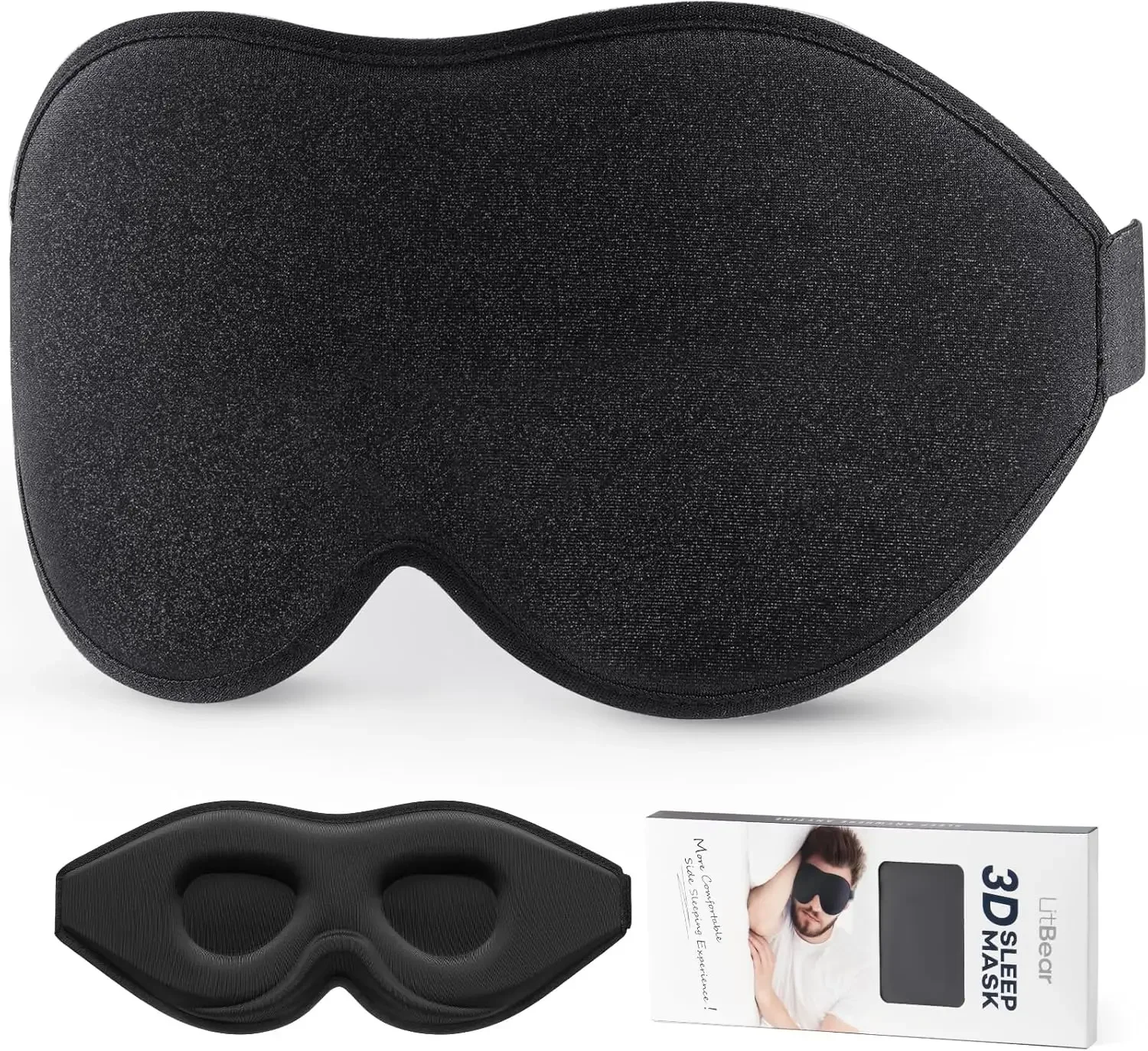 3D Contoured Sleep Mask for Side Sleepers, Light Blocking Eye Cover with Adjustable Strap, Soft
3D Contoured Sleep Mask for Side Sleepers, Light Blocking Eye Cover with Adjustable Strap, Soft