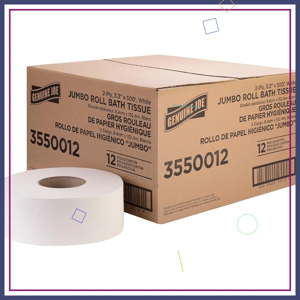 Бумажные полотенца Jumbo Roll, 2-слойные, 3,3 дюйма x 500 футов, белые, 12 рулонов - мягкие и впитывающие, для домашнего использования
Бумажные полотенца Jumbo Roll, 2-слойные, 3,3 дюйма x 500 футов, белые, 12 рулонов - мягкие и впитывающие, для домашнего использования
