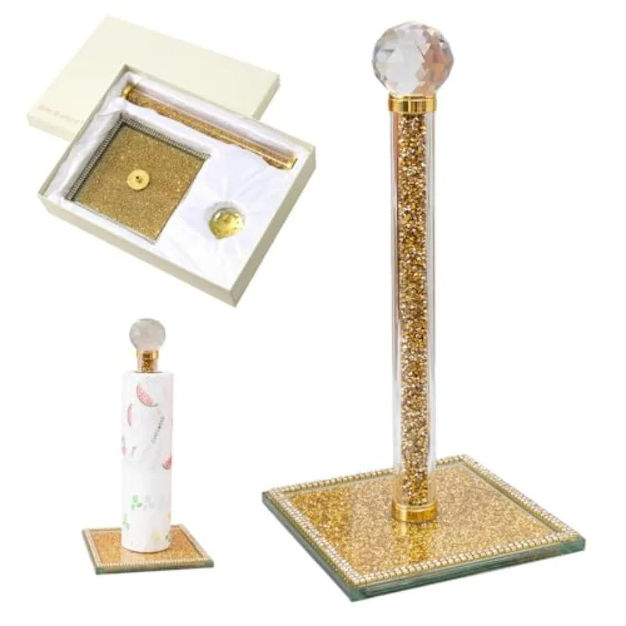 Crystal Standing Paper Towel Roll Holder Countertop Weighted Rack, Glam Cute Bling Rhinestone Jeweled Diamonds Modern Decoratio
Crystal Standing Paper Towel Roll Holder Countertop Weighted Rack, Glam Cute Bling Rhinestone Jeweled Diamonds Modern Decoratio