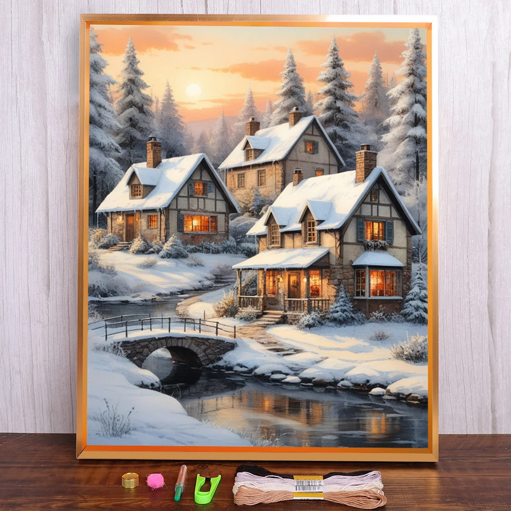 Snow House By River Pre-Printed Cross Stitch DIY Embroidery Set DMC Threads Craft Handiwork Handicraft Hobby Mulina Gift Needle
Snow House By River Pre-Printed Cross Stitch DIY Embroidery Set DMC Threads Craft Handiwork Handicraft Hobby Mulina Gift Needle