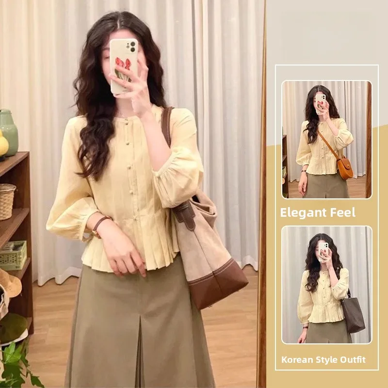 Elegant Yellow Bubble Sleeve Shirt Women's Waist-Cinching Tummy-Covering Doll Shirt Short Top Commute Style Loose Fit Long Sl...
Elegant Yellow Bubble Sleeve Shirt Women's Waist-Cinching Tummy-Covering Doll Shirt Short Top Commute Style Loose Fit Long Sl...
