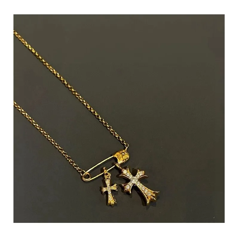 Gold White Diamond Double Cross Luxury Premium Temperament Accessories Pendant Pin Pearl Chain Necklace
Gold White Diamond Double Cross Luxury Premium Temperament Accessories Pendant Pin Pearl Chain Necklace