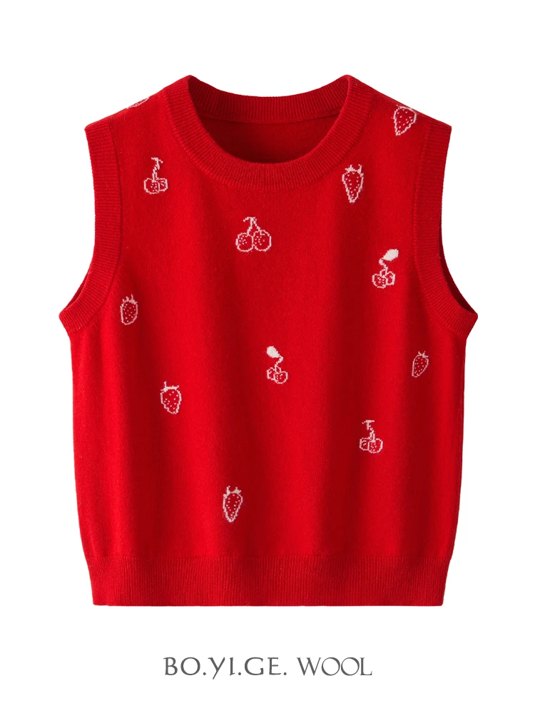 Новая женская вязаная шерстяная жилетка 2025 года с круглым вырезом, цвет вишневый, базовый слой, 100% шерсть, для повседневной носки, свободный крой
Новая женская вязаная шерстяная жилетка 2025 года с круглым вырезом, цвет вишневый, базовый слой, 100% шерсть, для повседневной носки, свободный крой