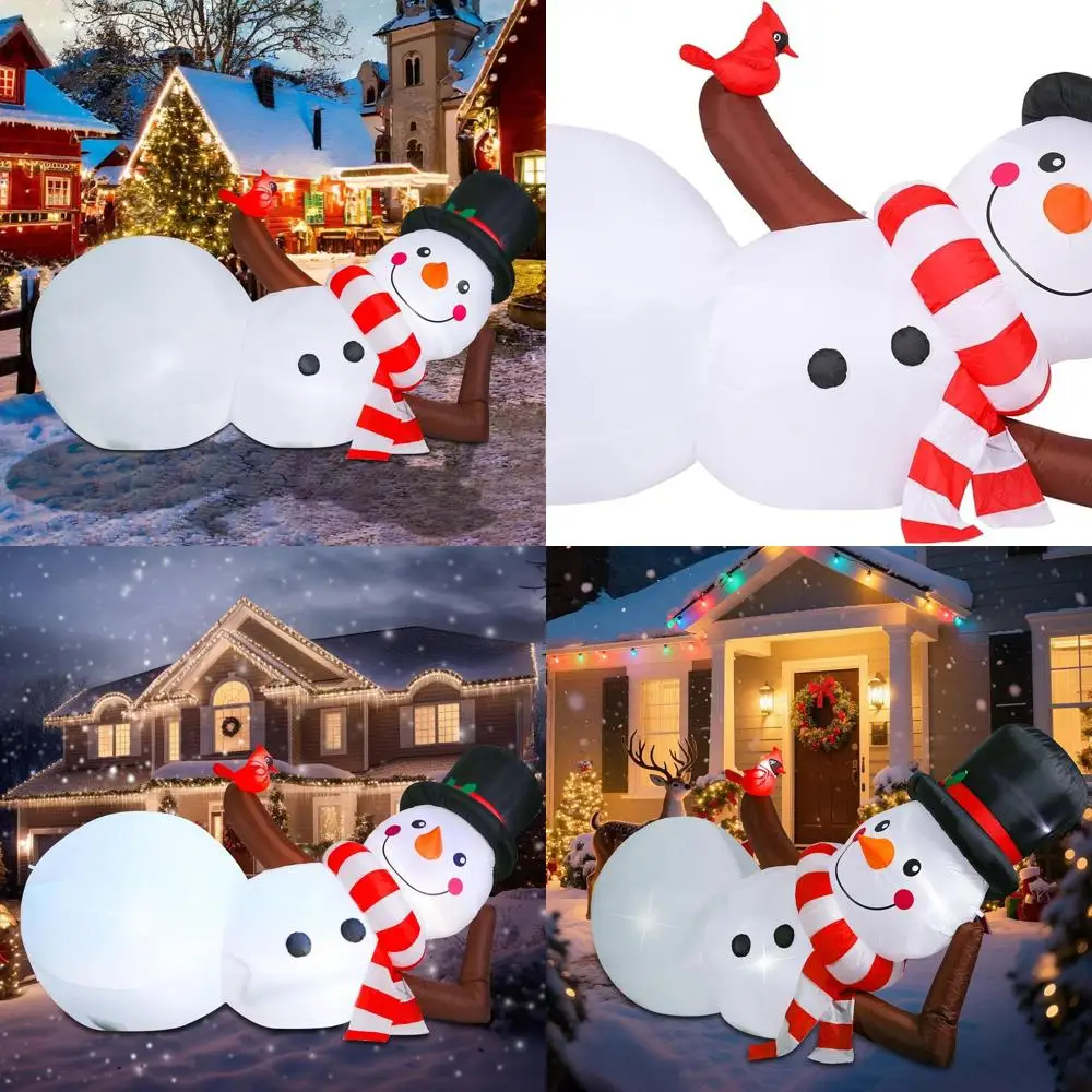 Рождественский снеговик со светодиодной подсветкой, надувное наружное украшение для праздничного сезона, двора, лужайки
Рождественский снеговик со светодиодной подсветкой, надувное наружное украшение для праздничного сезона, двора, лужайки