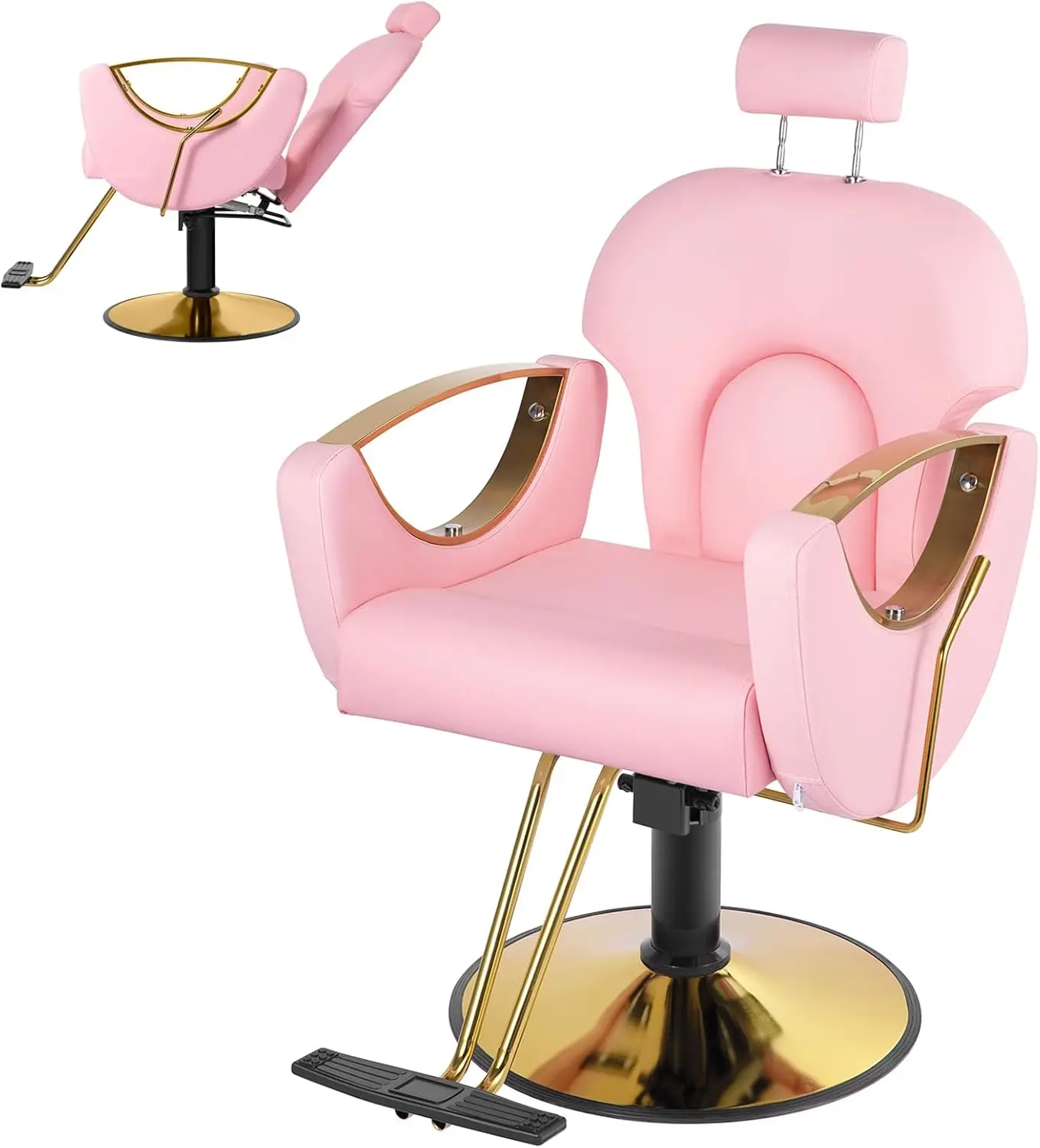 Pink Salon Chair Barber Chair for Hair Stylist Reclining, Height Adjustable Hydraulic Hair Salon Chair with 360 Degrees Rolling
Pink Salon Chair Barber Chair for Hair Stylist Reclining, Height Adjustable Hydraulic Hair Salon Chair with 360 Degrees Rolling