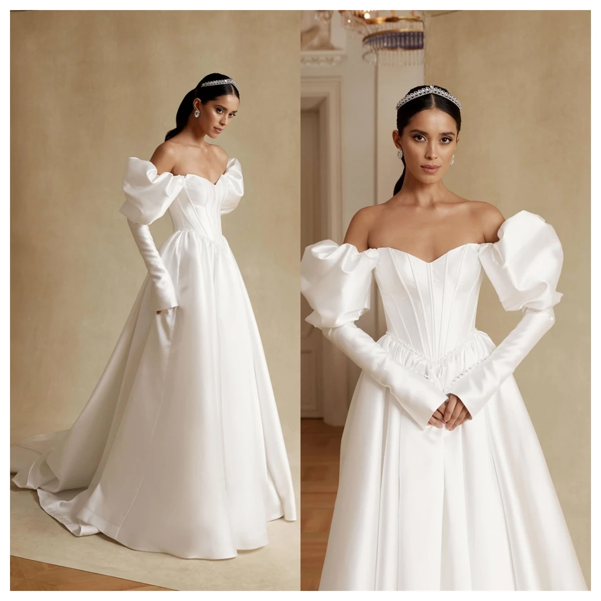 Customized Temperament White Satin Evening Dress Boat Neck Off The Shoulder Long Sleeves Bespoke Occasion Gowns Brida
Customized Temperament White Satin Evening Dress Boat Neck Off The Shoulder Long Sleeves Bespoke Occasion Gowns Brida