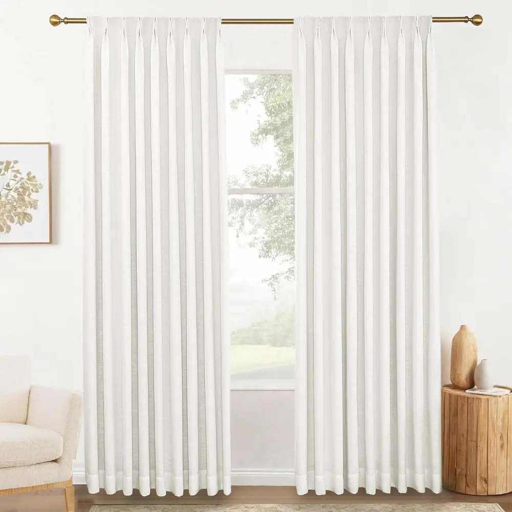 Thermal Insulated Pinch Pleat Linen Curtains with Back Tab, 52x100, White, 1 Panel
Thermal Insulated Pinch Pleat Linen Curtains with Back Tab, 52x100, White, 1 Panel