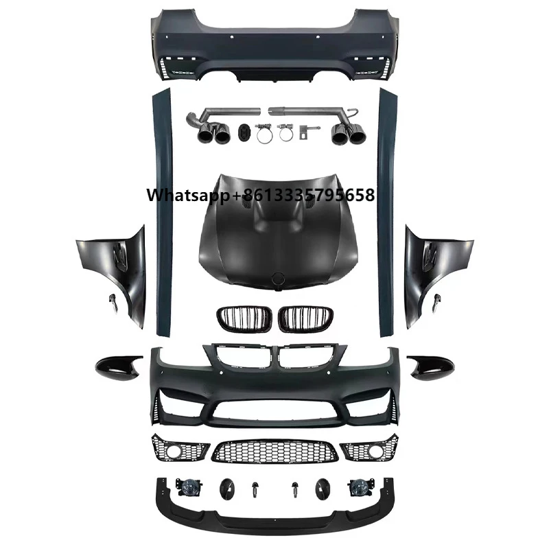 For 3 Series E90 Auto Parts Set M4 Style Car Body Kit with Hood Fenders Bumpers and Fog Light Hole Exhaust Cut-Outs
For 3 Series E90 Auto Parts Set M4 Style Car Body Kit with Hood Fenders Bumpers and Fog Light Hole Exhaust Cut-Outs