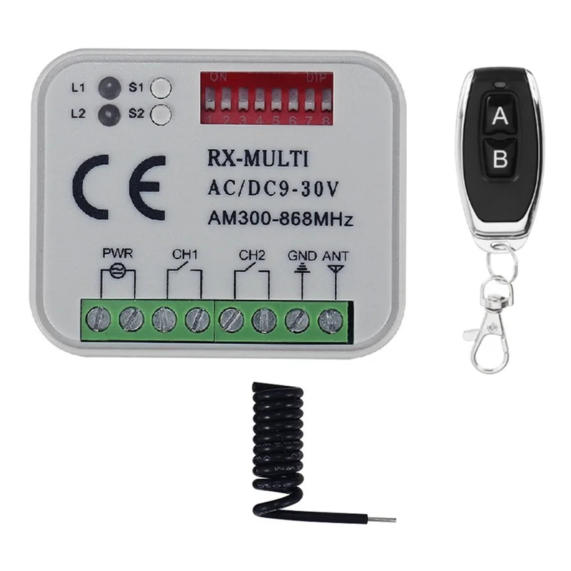 Remote Control Switch Receiver 300-868MHz Receiver Universal AC/DC 9-30V for Garage Door Control Garage Switch
Remote Control Switch Receiver 300-868MHz Receiver Universal AC/DC 9-30V for Garage Door Control Garage Switch