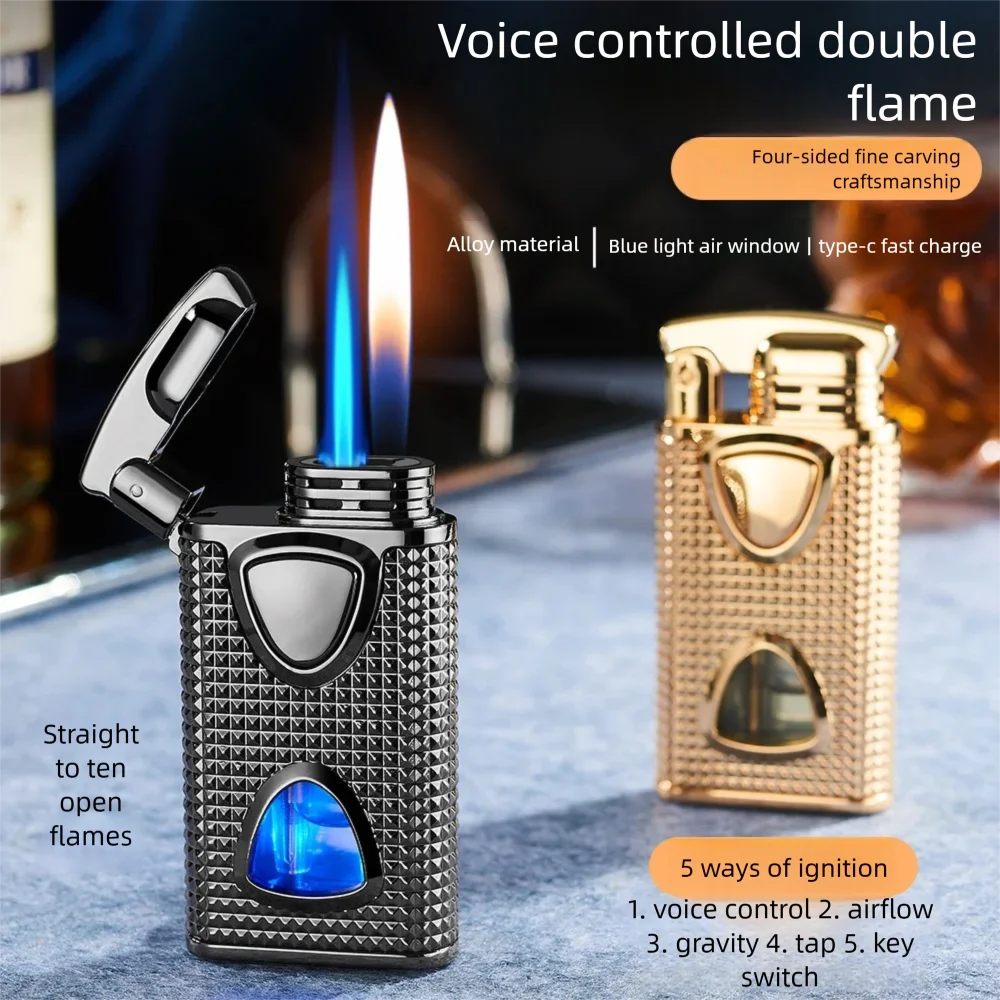 Зажигалка с голосовым управлением и датчиком - Умный двухпламенный ветрозащитный портативный уличный воспламенитель
Зажигалка с голосовым управлением и датчиком - Умный двухпламенный ветрозащитный портативный уличный воспламенитель