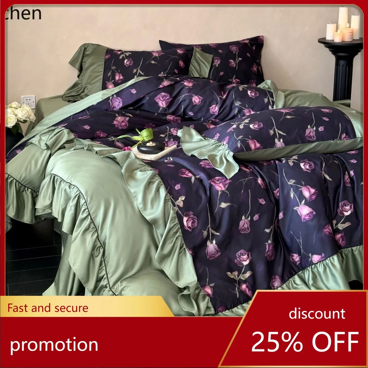 HXL Long-Staple Cotton Four-Piece Floral Print Ruffle Bedding Set
HXL Long-Staple Cotton Four-Piece Floral Print Ruffle Bedding Set