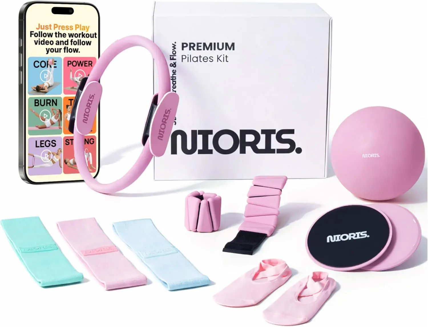 Complete Pilates Equipment Set for Home Workout - Ring, Ball, Bands, Ankle Weights, Sliding Discs, Grip Socks
Complete Pilates Equipment Set for Home Workout - Ring, Ball, Bands, Ankle Weights, Sliding Discs, Grip Socks