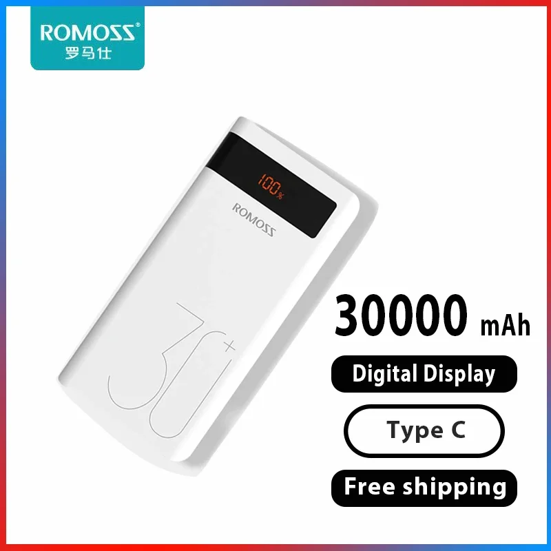 30000mAh ROMOSS Sense8P+ Power Bank 18W Fast Charging External Battery 30000 mAh Cargador de bateria de Potencia externa Charger
30000mAh ROMOSS Sense8P+ Power Bank 18W Fast Charging External Battery 30000 mAh Cargador de bateria de Potencia externa Charger