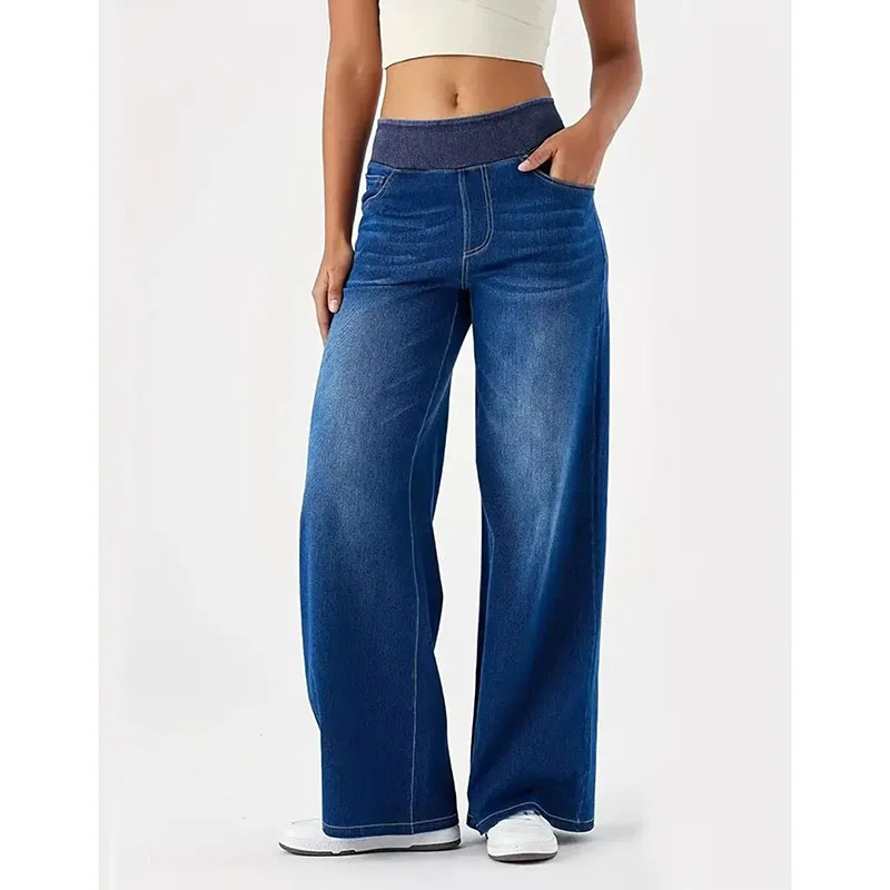 Girls Fashion Elastic Waist Straight Leg Jeans Female High Waist Baggy Denim Pants Women Retro Designer Wide Leg Trousers
Girls Fashion Elastic Waist Straight Leg Jeans Female High Waist Baggy Denim Pants Women Retro Designer Wide Leg Trousers