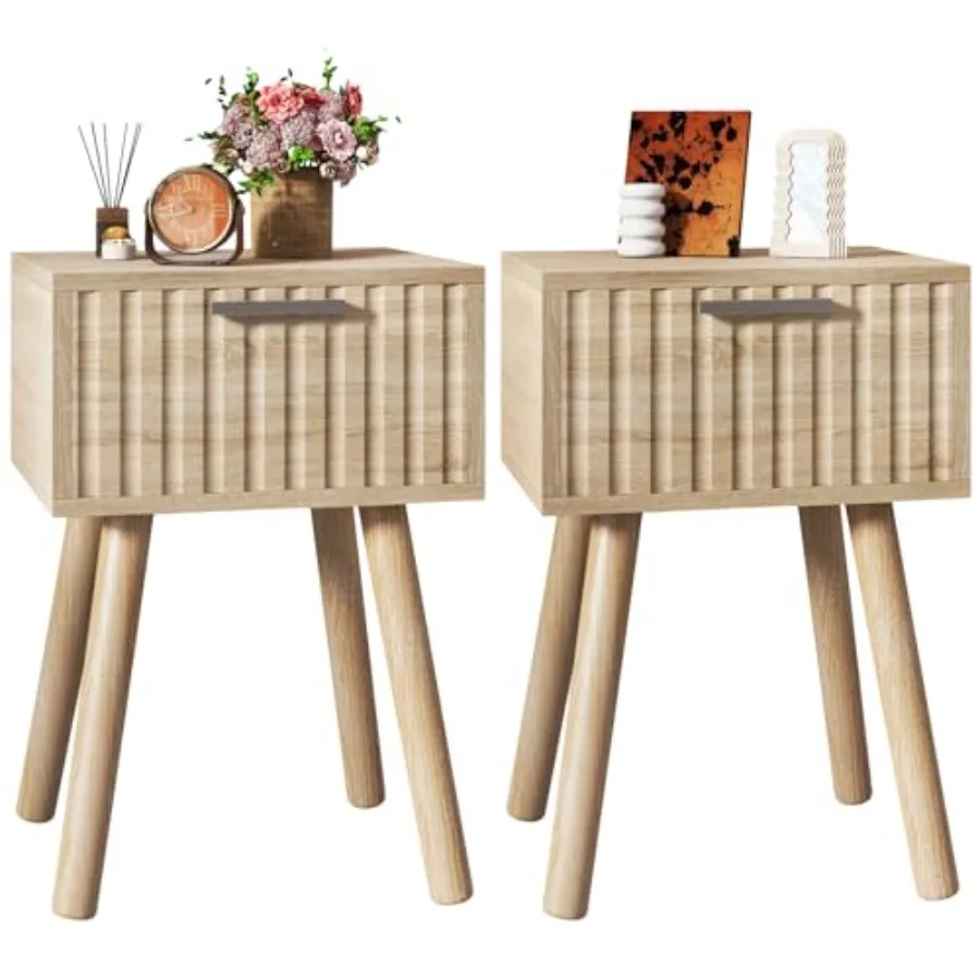 Narrow Fluted Nightstand Set of 2 Small End Table Modern Coffee Table with Drawer Solid Wood Legs Retaining Chain for Bedroom a
Narrow Fluted Nightstand Set of 2 Small End Table Modern Coffee Table with Drawer Solid Wood Legs Retaining Chain for Bedroom a