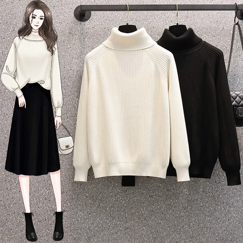 Fall Winter Solid Color Loose Turtleneck Thicken Knitted Sweater For Women Elegant Versatile Office Lady Casual Fashion Pullover
Fall Winter Solid Color Loose Turtleneck Thicken Knitted Sweater For Women Elegant Versatile Office Lady Casual Fashion Pullover