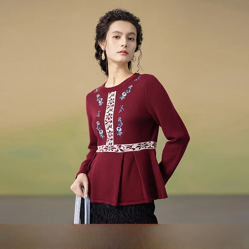 Elegant Embroidered Multi-Color Knitted Top for Women Vintage Style Regular Fit Long Sleeve round Neck Pullover Winter New Ar...
Elegant Embroidered Multi-Color Knitted Top for Women Vintage Style Regular Fit Long Sleeve round Neck Pullover Winter New Ar...