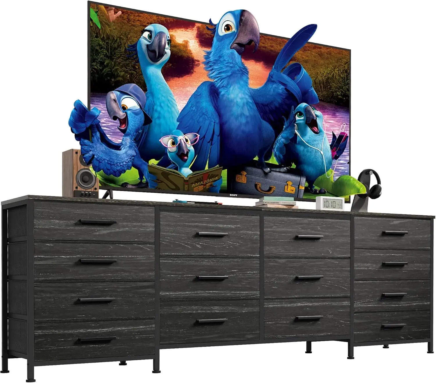 TV Stand with 14 Drawers, Long Dresser for TV Up to 75 Inch, Wide Chest of Fabric Dresser for Bedroom, Entertainment Center
TV Stand with 14 Drawers, Long Dresser for TV Up to 75 Inch, Wide Chest of Fabric Dresser for Bedroom, Entertainment Center