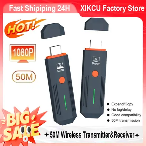 XIKCU HDMI-Compatible Wireless Transmitter Receiver/Extender 150ft Plug Play Transmit PC/Laptop/TV-Box to TV/Monitor/Projector