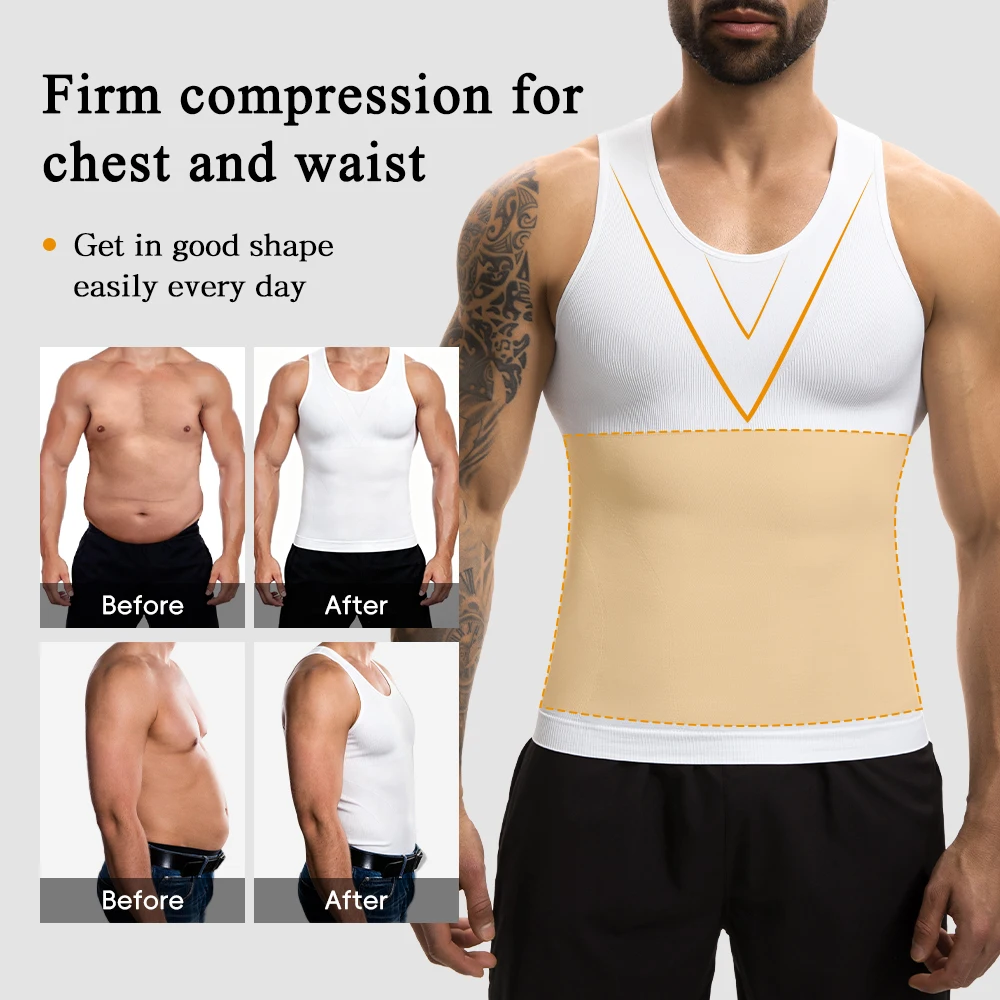 Men's Compression Shirt Slimming Body Shaper Vest Gynecomastia Tummy Control Undershirt Waist Trainer Tank Top for Men
Men's Compression Shirt Slimming Body Shaper Vest Gynecomastia Tummy Control Undershirt Waist Trainer Tank Top for Men