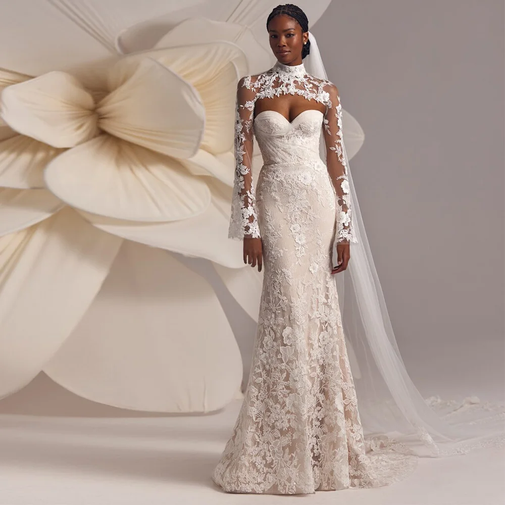 Modern Sleeveless Sweetheart Wedding Dress Elegant Customized Appliques Lace Bridal Gowns Romantic Mermaid Vestido De Novia
Modern Sleeveless Sweetheart Wedding Dress Elegant Customized Appliques Lace Bridal Gowns Romantic Mermaid Vestido De Novia