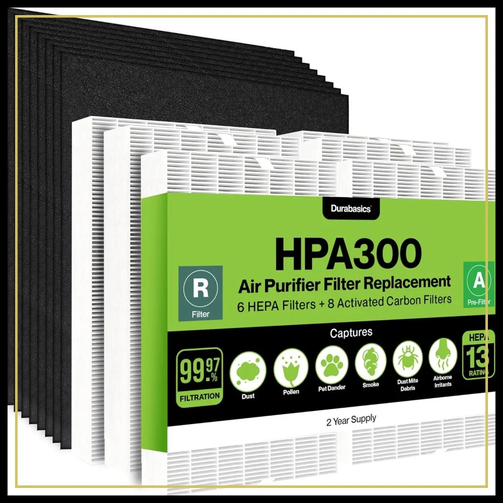 6 HEPA Filter Set for Air Purifier - 8 Activated Carbon Prefilters - Compatible with HPA300 Models
6 HEPA Filter Set for Air Purifier - 8 Activated Carbon Prefilters - Compatible with HPA300 Models