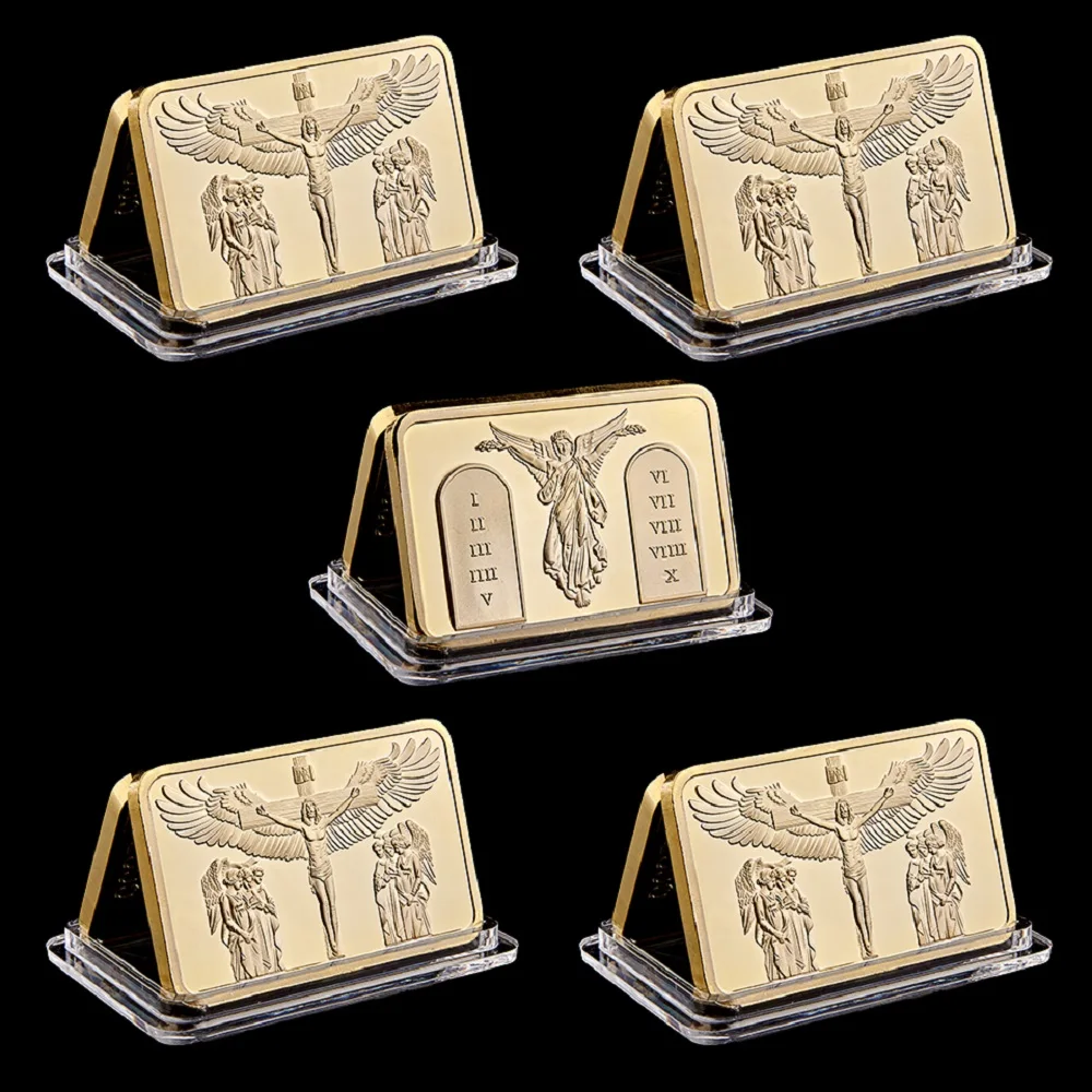 5Pcs Christ God Friday Jesus And Angel Gold Plated Bar/Coin Bullion Bar Souvenir Gold Coin For Collection
5Pcs Christ God Friday Jesus And Angel Gold Plated Bar/Coin Bullion Bar Souvenir Gold Coin For Collection
