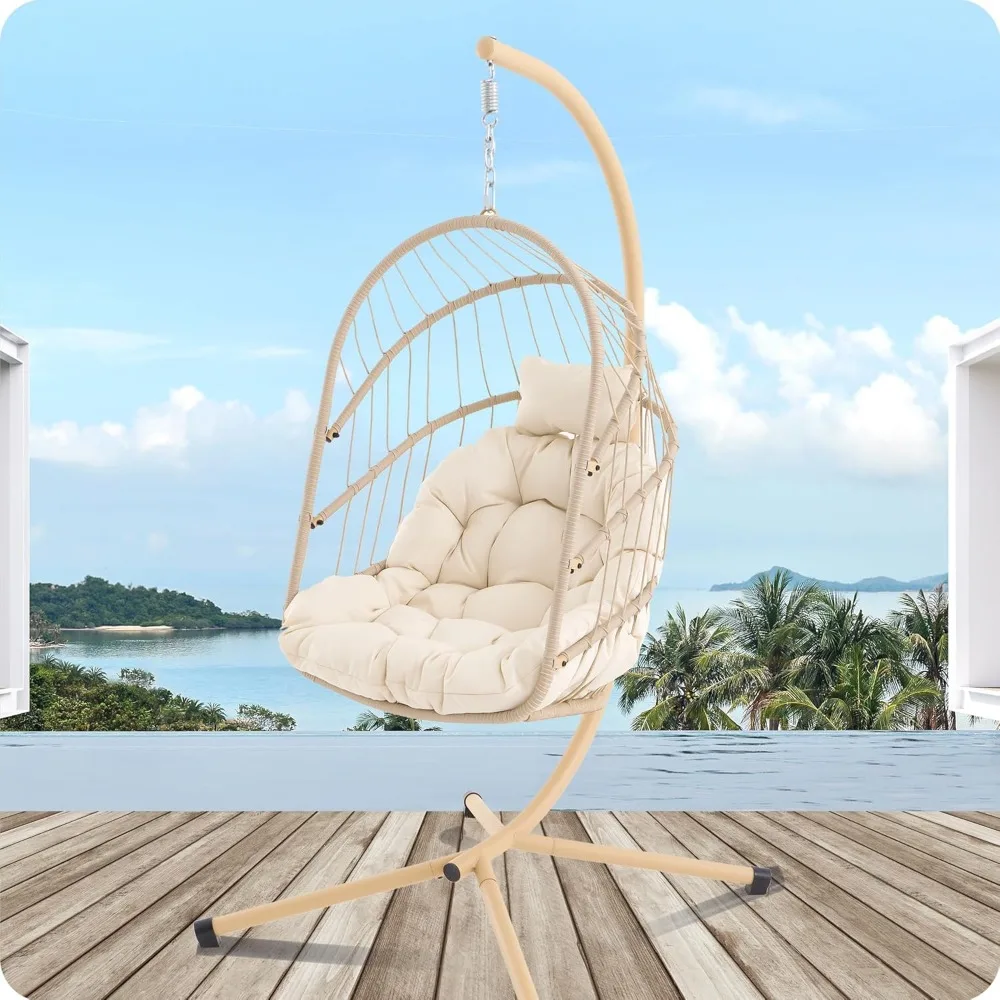 Swing Egg Chair with Stand Foldable Hanging Egg Chair Indoor Outdoor Wicker Rattan Basket with UV Resistant Cushions for Bedroom
Swing Egg Chair with Stand Foldable Hanging Egg Chair Indoor Outdoor Wicker Rattan Basket with UV Resistant Cushions for Bedroom
