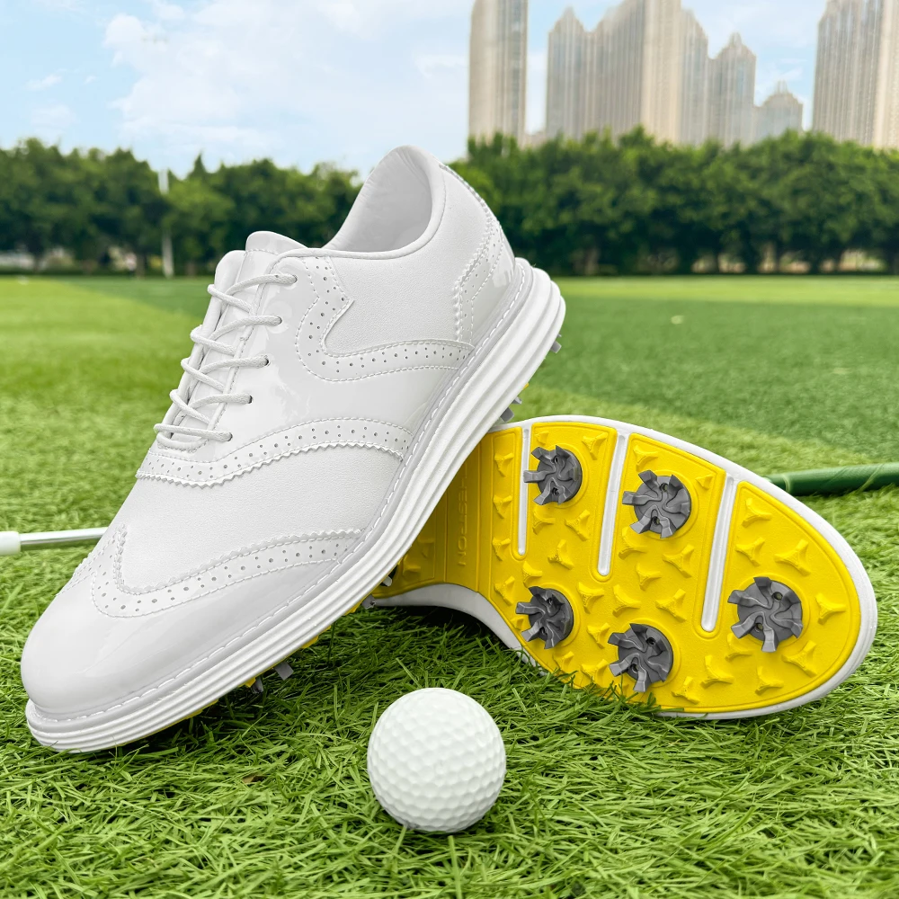 New Professional Spiked Men Golf Shoes Waterproof Microfiber Anti-collision Toe Outdoor Competition Sports Sneakers Size 39-48
New Professional Spiked Men Golf Shoes Waterproof Microfiber Anti-collision Toe Outdoor Competition Sports Sneakers Size 39-48