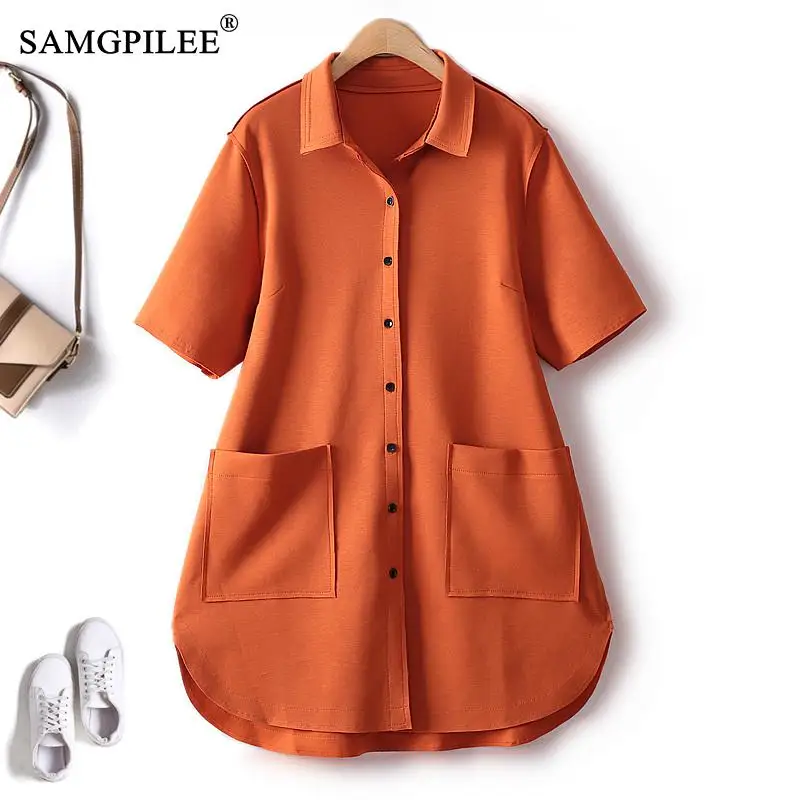 Casual Oversized T-shirt Spring And Summer New Air Cotton Single Breasted Loose Solid Short Sleeve Simple Top Women 4XL
Casual Oversized T-shirt Spring And Summer New Air Cotton Single Breasted Loose Solid Short Sleeve Simple Top Women 4XL