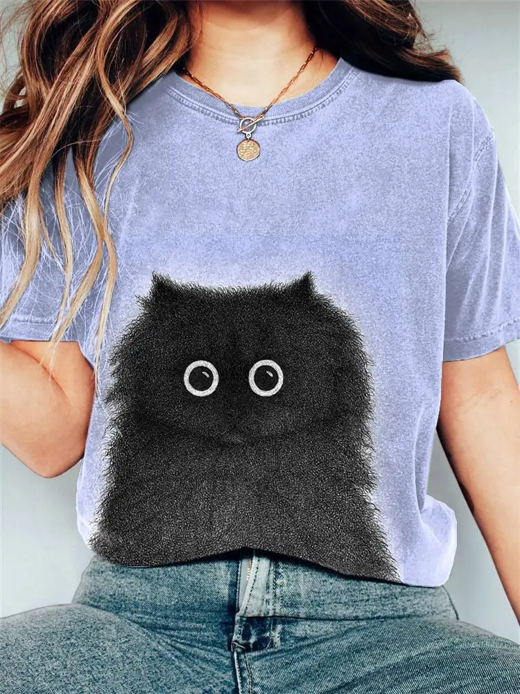 Cute Liittle Black Cat Light Purple Print Women's Casual O neck Short Sleeved Breathable T Shirt
Cute Liittle Black Cat Light Purple Print Women's Casual O neck Short Sleeved Breathable T Shirt
