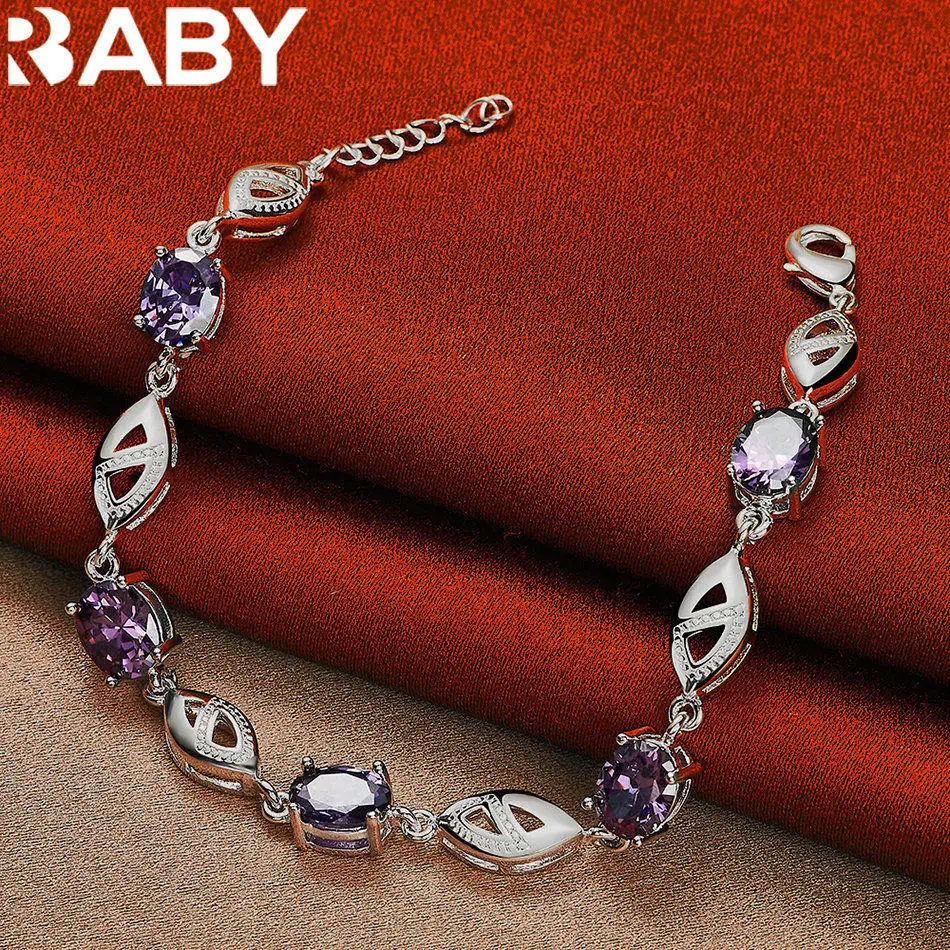 URBABY 925 Sterling Silver Purple Zircon Chain Bracelet For Women Fashion Jewelry Exquisite Party Accessories Holiday Gifts
URBABY 925 Sterling Silver Purple Zircon Chain Bracelet For Women Fashion Jewelry Exquisite Party Accessories Holiday Gifts