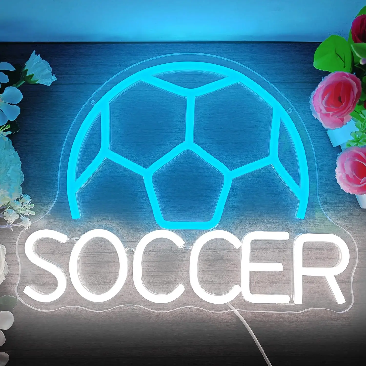 SOCCER neon light, suitable for sports themed rooms, gym, etc., USB powered, dimmable switch
SOCCER neon light, suitable for sports themed rooms, gym, etc., USB powered, dimmable switch