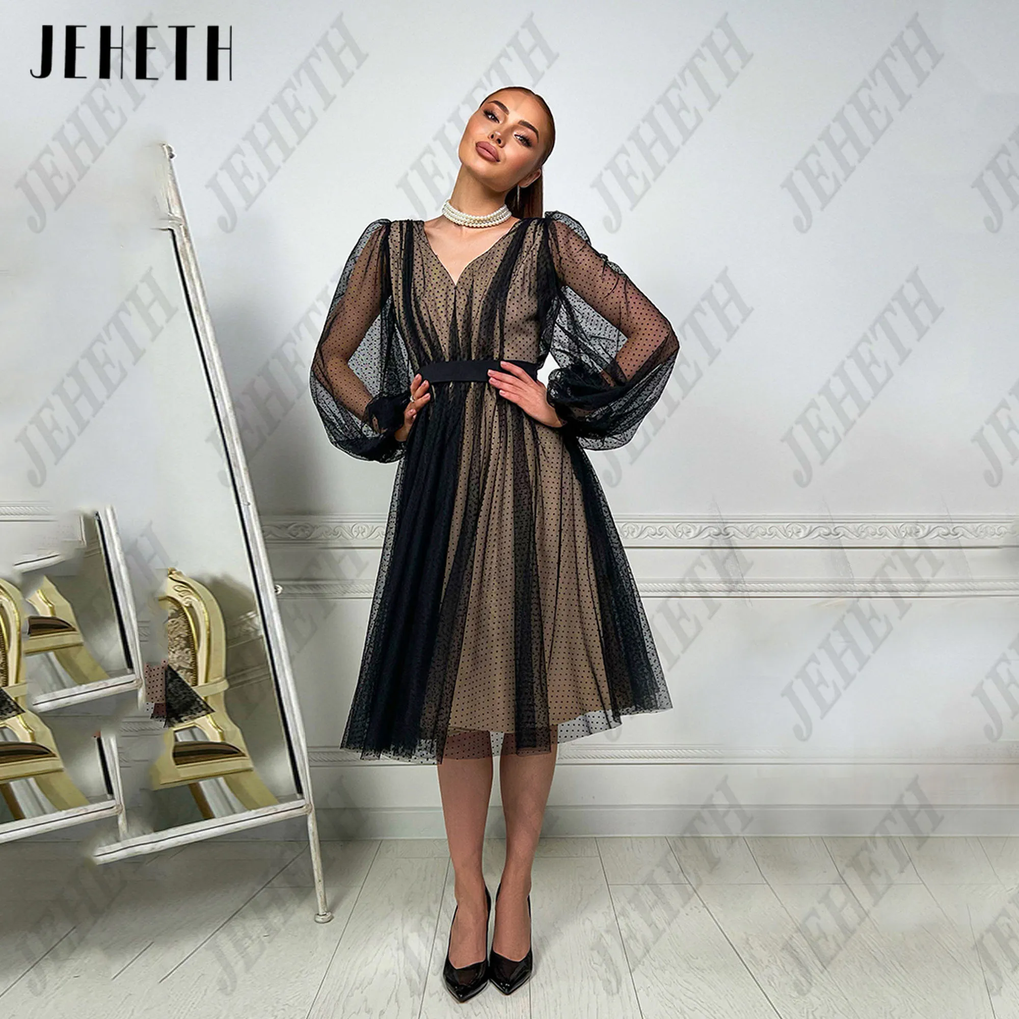 JEHETH Polka Dot Midi Tulle Party Prom Dress Puff Sleeve A-Line Tea-Length Birthday Formal Occasion Gown For Women Customized
JEHETH Polka Dot Midi Tulle Party Prom Dress Puff Sleeve A-Line Tea-Length Birthday Formal Occasion Gown For Women Customized