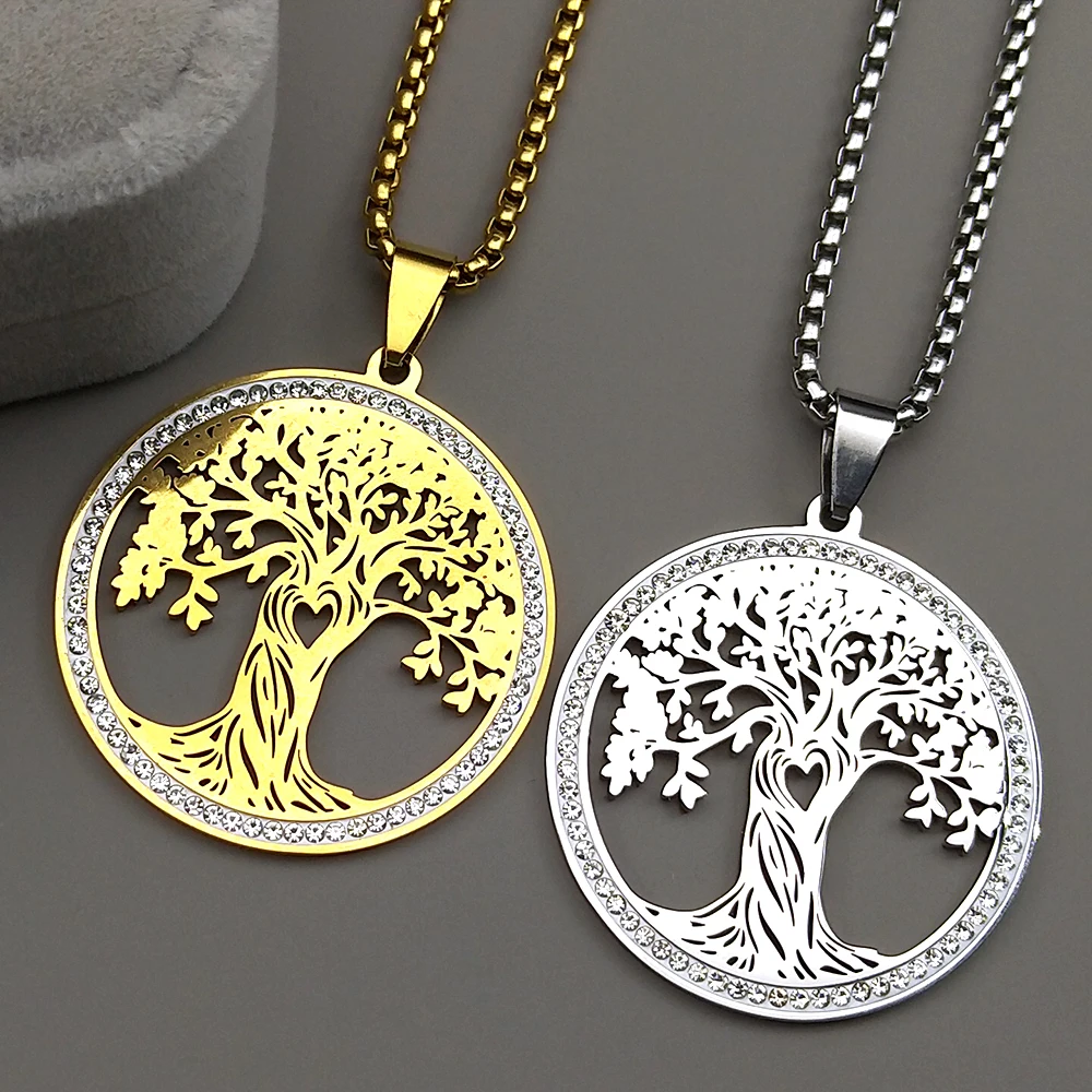 Crytstals Aesthetic Tree of Life Love Heart Necklace for Women Men Stainless Steel Gold Color Lucky Amulet Chain Jewelry Gift 
Crytstals Aesthetic Tree of Life Love Heart Necklace for Women Men Stainless Steel Gold Color Lucky Amulet Chain Jewelry Gift