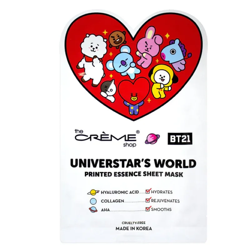 The Crème Shop - BT21 UNIVERSTAR'S WORLD Printed Essence Sheet Mask
The Crème Shop - BT21 UNIVERSTAR'S WORLD Printed Essence Sheet Mask