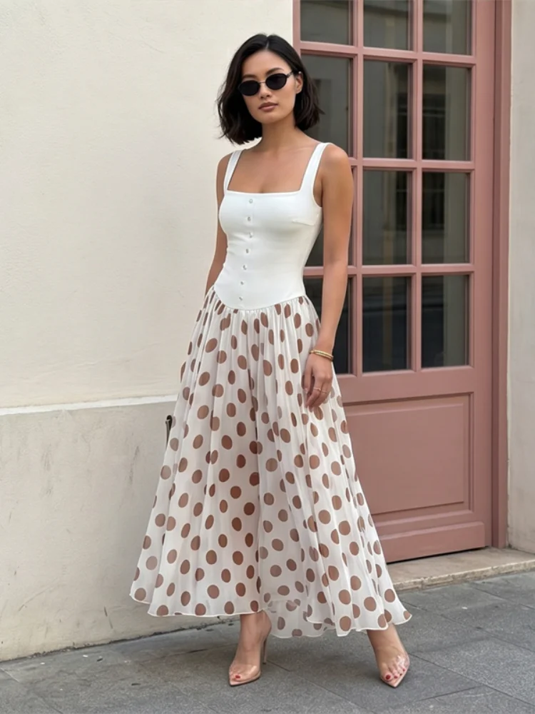 Chic Polka Dot Patchwork Women Maxi Dress Elegant Square Neck Sleeveless High Waist Slim Vestidos 2026 Summer Lady Casual Outfit
Chic Polka Dot Patchwork Women Maxi Dress Elegant Square Neck Sleeveless High Waist Slim Vestidos 2026 Summer Lady Casual Outfit