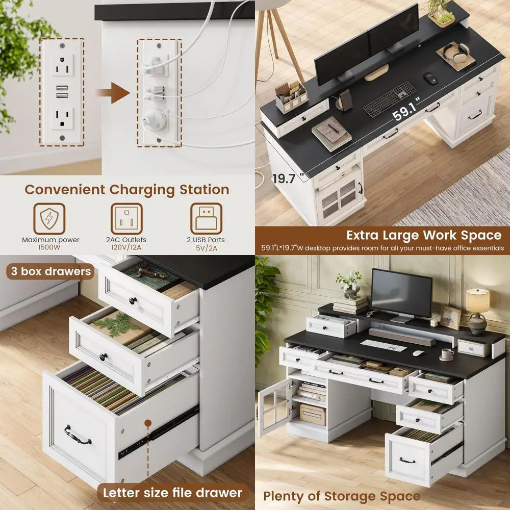 Белый современный офисный стол с ящиками, розеткой, светодиодной подсветкой и шкафчиком для хранения для домашнего офиса
Белый современный офисный стол с ящиками, розеткой, светодиодной подсветкой и шкафчиком для хранения для домашнего офиса